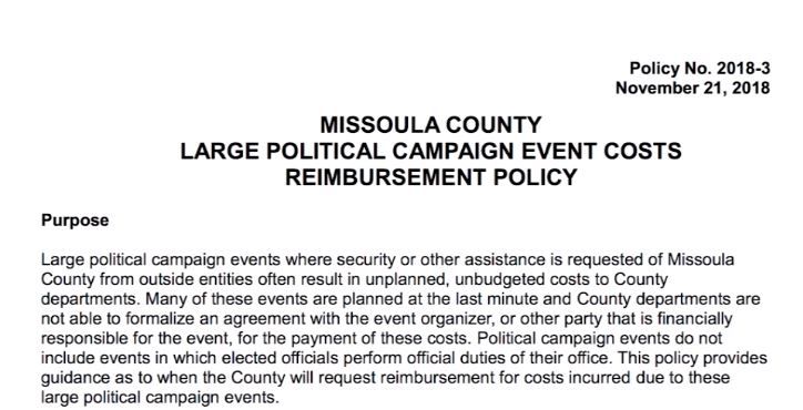 Missoula County Political Campaign Costs